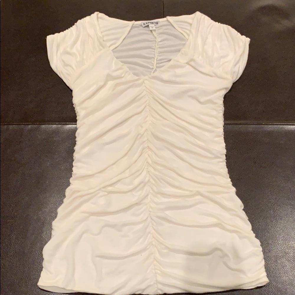 Express Ruched Top in Creamy White Jersey XS